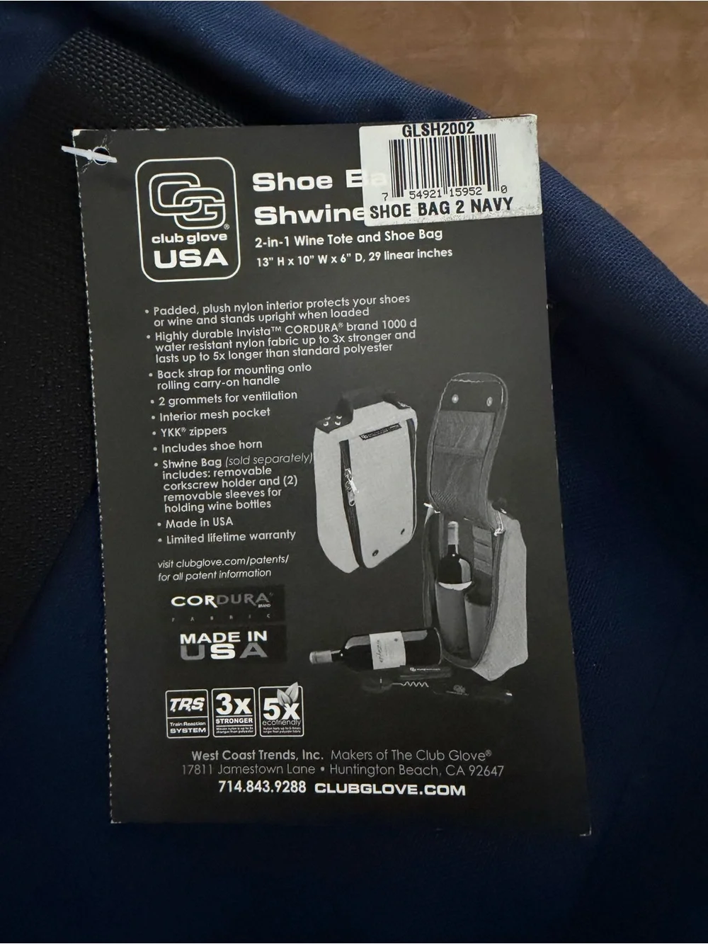 Club Glove Shoe Bag 2 – Navy – New With Tags